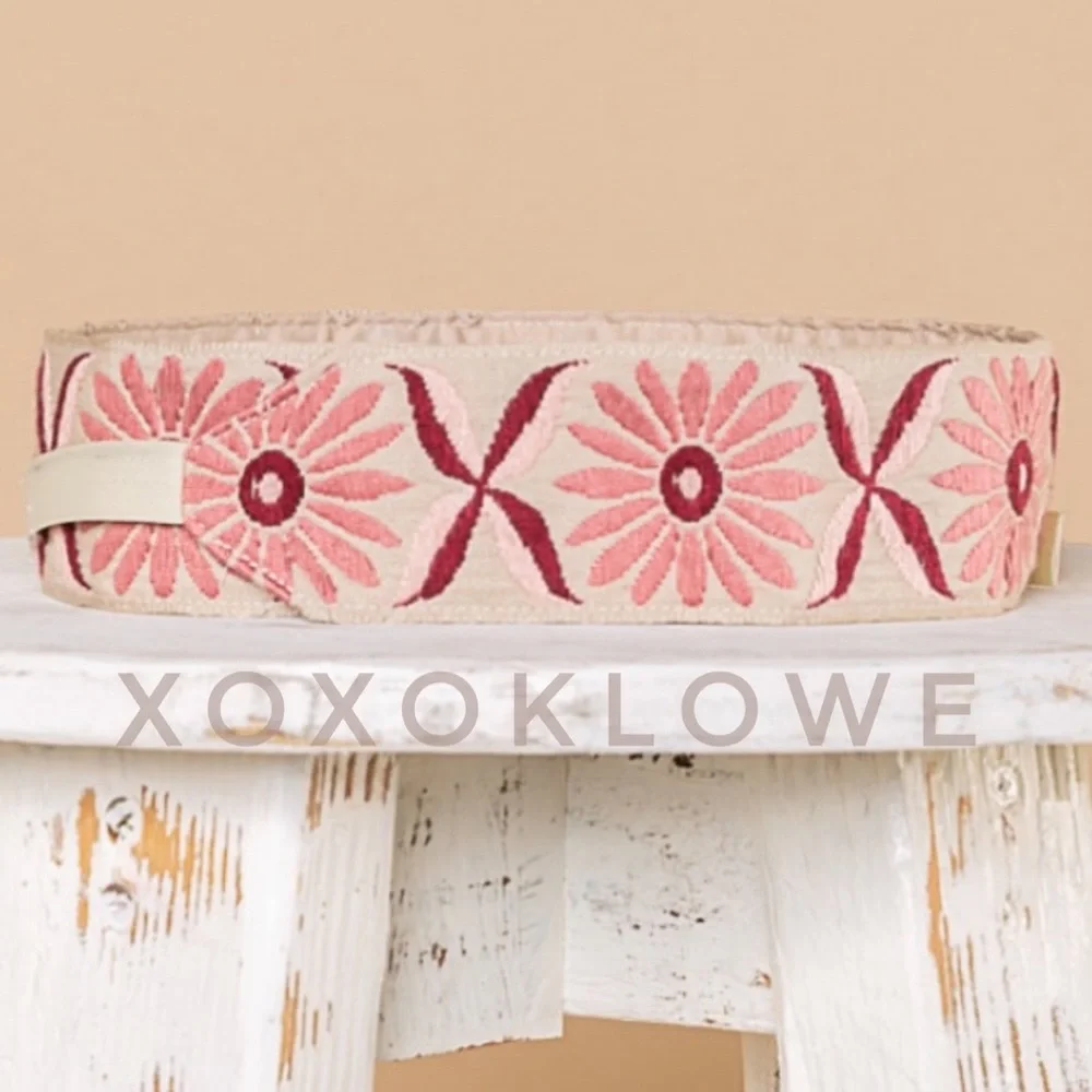 Boho Floral Embroidered Ribbon Tie Belt